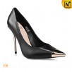 Women True Sheep Leather Sexy Party Dress Heels Metal Plating Pointy Toe Pumps