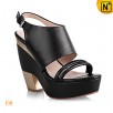 2012 Summer Genuine Cowhide Leather Open Toe Sling back Platform Sandals Black  