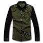Men’s Cotton with PU Shirts Casual shirts Slimly Long sleeve Shirts