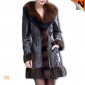Women’s Long Sheepskin Mink Leather Coats 2012 With Fox Fur Collar