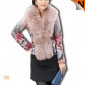 New Style Printed Leather Jacket Lady’s Sheepskin Leather Fox Fur Jackets