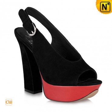 Women's Black Platform Peep Toe Shoes CW263102
