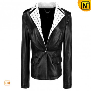 Epaulets Leather Jackets For Women www.cwmalls.com