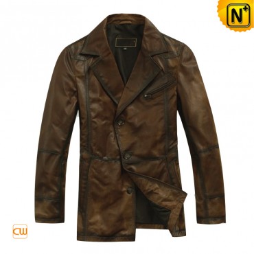 Brown Nubuck Leather Trench Coat www.cwmalls.com
