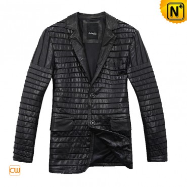 Men's Fashion Leather Blazer Jacket Black CW866830