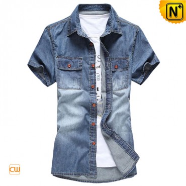 Button Up Denim Shirt Men CW114102 www.cwmalls.com