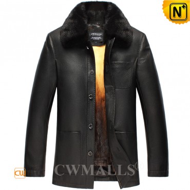 Convertible Mink Lined Leather Coat CW890137 | CWMALLS.COM