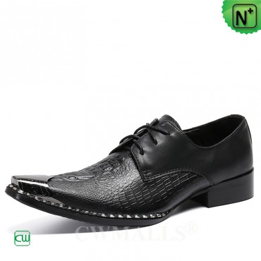 Croc-Embossed Leather Shoes CW725618 | CWMALLS.COM