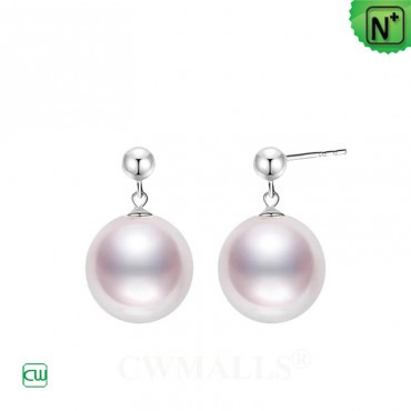 Freshwater Pearl Earrings 18K white gold 12-13mm CW156115 | CWMALLS.COM