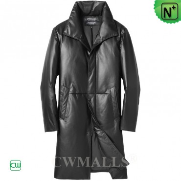 Long goose down leather coat CW826373 | CWMALLS.COM 