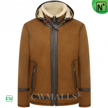 Men Sheepskin Shearling Hooded Jacket CW826172 | CWMALLS.COM