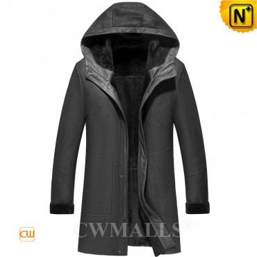 Mens Black Leather Parka CW828076 | CWMALLS.COM