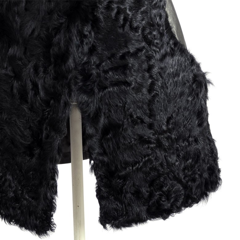 Women's Natural Raccoon Fur Collared Winter Jacket with Full Sleeves