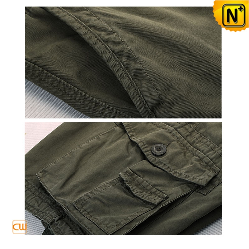 Olive Green High-Rise Pure Cotton Cargo Shorts