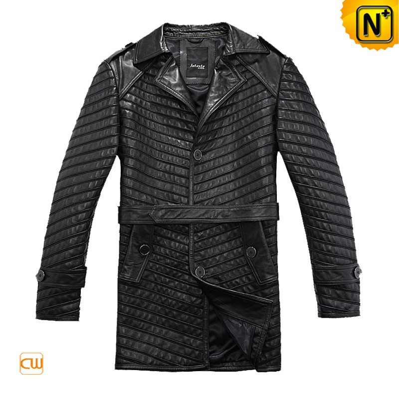 2012 Designer Leather Coat New Style Menâs Contrast Leather Dust Coats Black CW866810