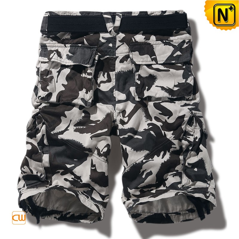 Men's Cotton Camo Cargo Shorts – Belted Utility Pockets – Summer Casual – Multiple Sizes