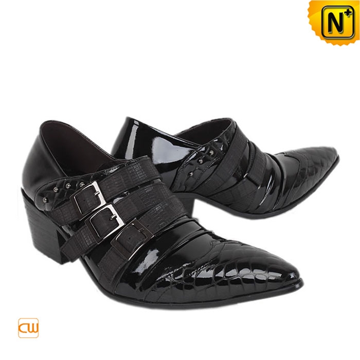 Black Italian Leather Dress Shoes for Men CW760109