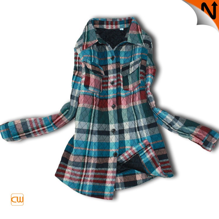 Warm Lattice Women Cotton Thickening Jacket Plaid Shirt - Blouses Shirts Female Tops (D19)(TB4)