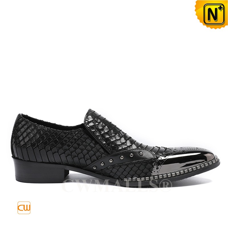 CWMALLS® Trendy Men's Black Leather Dress Shoes CW708102