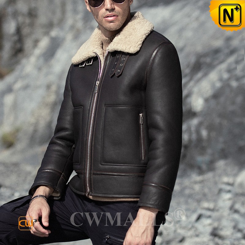 mens sheepskin shearling aviator jacket