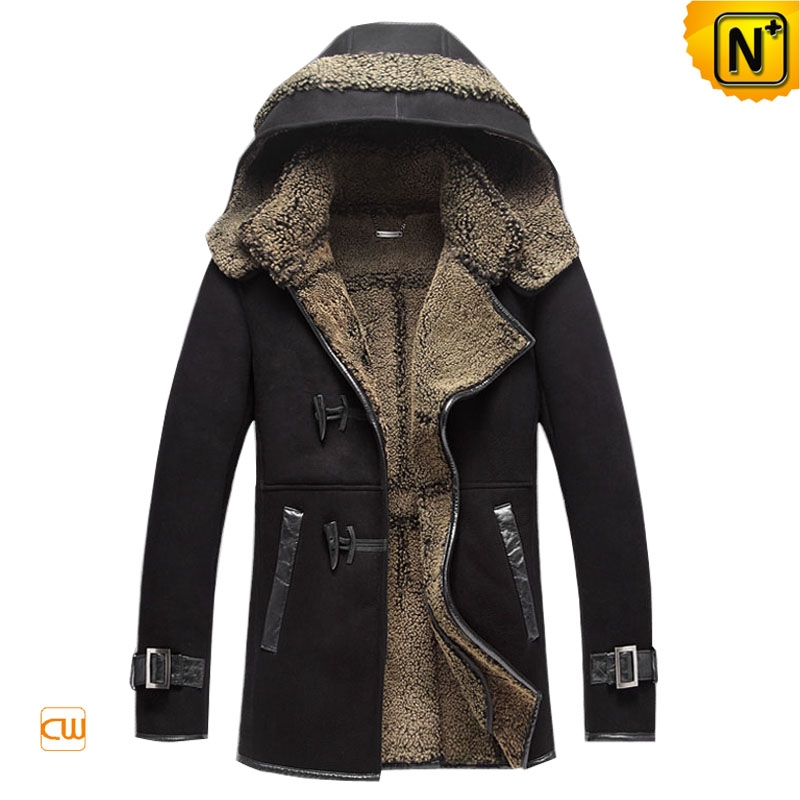 Mens Hooded Shearling Sheepskin Jacket 