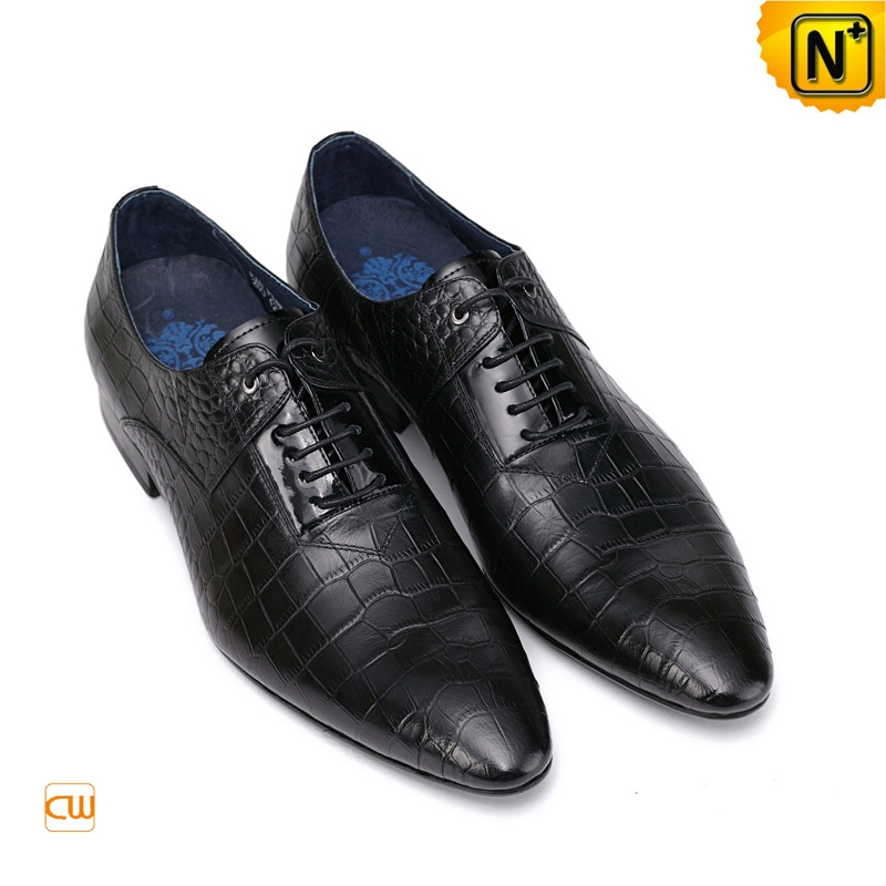 Black and White Genuine Skin Italian Mario Blucher Dress Shoes main image 1