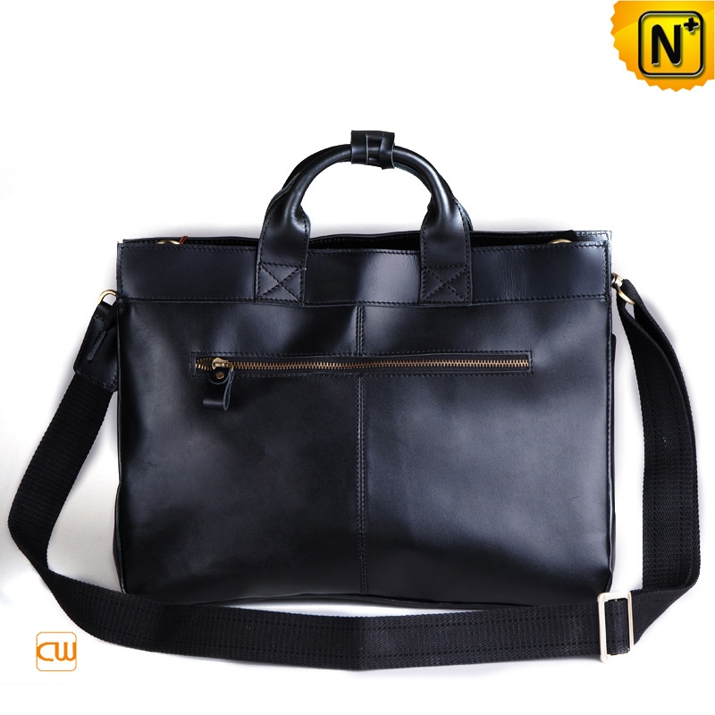 Men's Large Leather Laptop Bag – Briefcase Messenger Tote With Adjustable Strap (Otter/Polyester/PU)