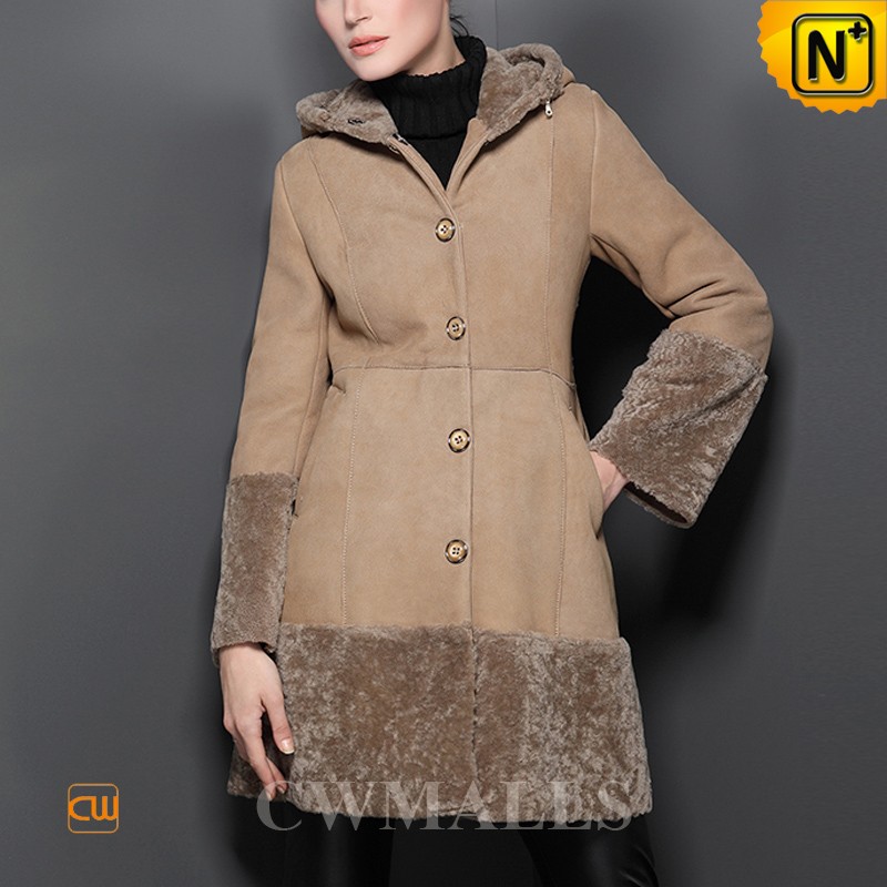 womens shearling jacket with hood