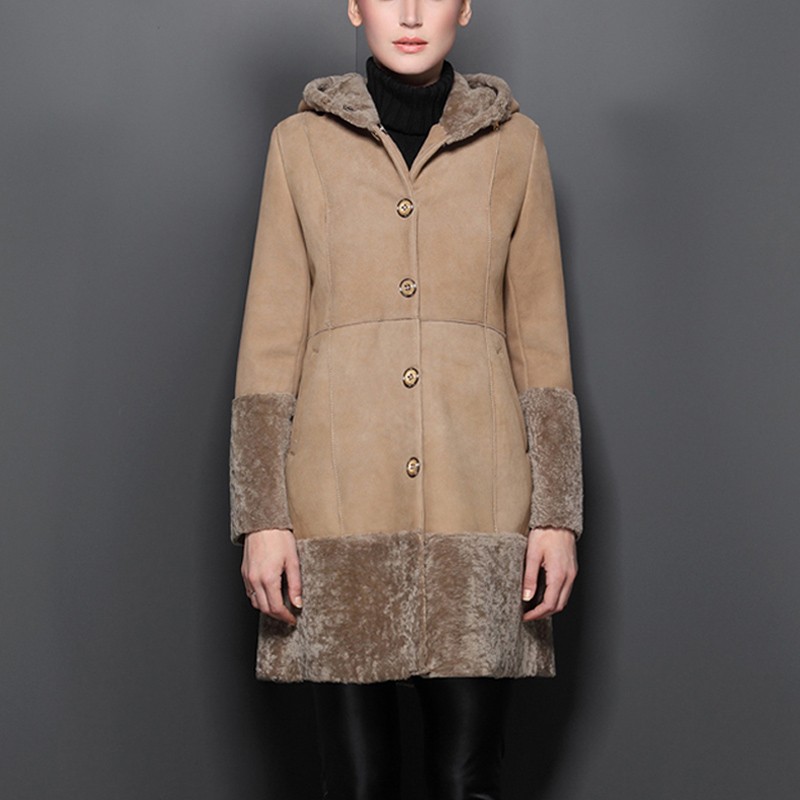womens shearling jacket with hood