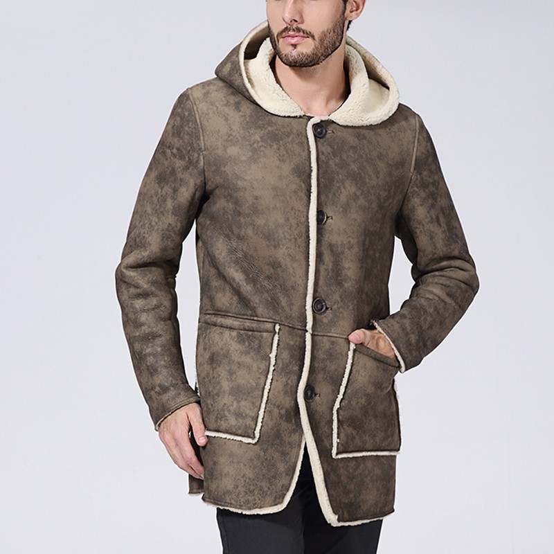 shearling coat mens with hood