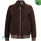 CWMALLS Men Vintage Suede Leather Bomber Jacket Brown CW825835