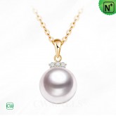 Akoya Pearl 18K Gold Necklace CW156333 | CWMALLS.COM