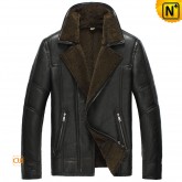 Black Sheepskin Leather Jacket CW865131 www.cwmalls.com