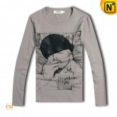 Men's Long sleeve Round Neck Tee Shirt Black CW110008