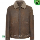 Distressed Sheepskin Shearling Bomber Jacket CW826135 | CWMALLS.COM