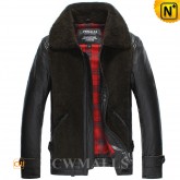 Leather Shearling Bomber Jacket CW857181 www.cwmalls.com 