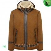 Men Sheepskin Shearling Hooded Jacket CW826172 | CWMALLS.COM