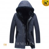 Navy Shearling Coat CW836050 www.cwmalls.com