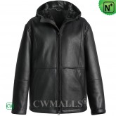 Sheepskin Hooded Jacket Black CW826335 | CWMALLS.COM