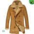 Double Breasted Sheepskin Coat Camel CW808128 | CWMALLS.COM