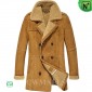 Double Breasted Sheepskin Coat Camel CW808128 | CWMALLS.COM