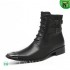 CWMALLS Men Black Snip Toe Buckles Leather Boots CW725568