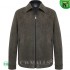 CWMALLS Men Zip-Up Suede Leather Jacket Grey CW825816
