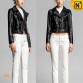 Black Cropped Leather Jacket CW614007 www.cwmalls.com