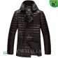 Brown Quiled Leather Pea Coat CW880060 | CWMALLS.COM