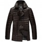 Brown Quiled Leather Pea Coat for men CW880060 | CWMALLS.COM