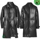 Goose Down Filled Long Leather Coat CW826371 | CWMALLS.COM