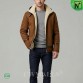 Leather Shearling Hooded Jacket Men CW826172 | CWMALLS.COM