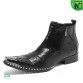 Men Embossed Leather Western Boots Black CW725525 | CWMALLS.COM