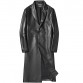 Men Long Lambskin Leather Trench Coat Black CW826917 | CWMALLS.COM